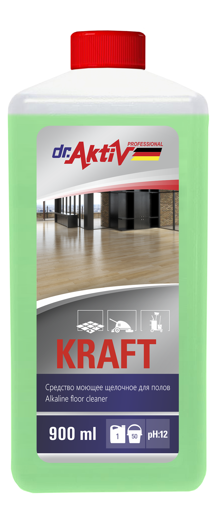 «KRAFT» Средства моющие  щелочные для полов (канистра 900 мл), арт.802617