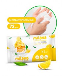 Влажные антибактериальные салфетки Milana Лимонный десерт, 72шт